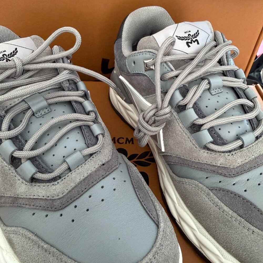 MCM Skywander Calf Suede & Leather Low-Top Lace-Up Women's Sneakers , sz 37 - Picture 2 of 12